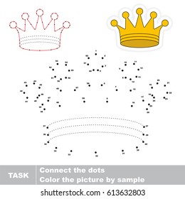 Gold Princess Crown. Dot To Dot Educational Game For Kids.