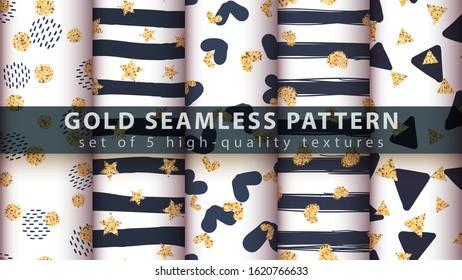 Gold princess glitter seamless pattern.