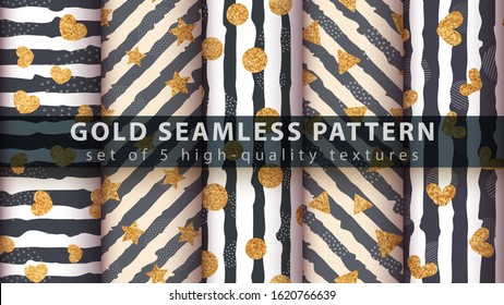 Gold princess glitter seamless pattern.