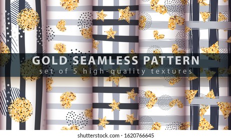 Gold princess glitter seamless pattern.