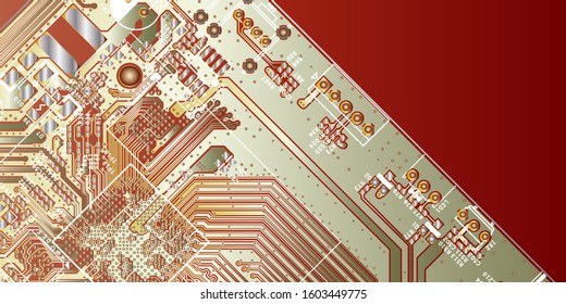 Gold printed circuit board (PCB) with no components fit (Macro)