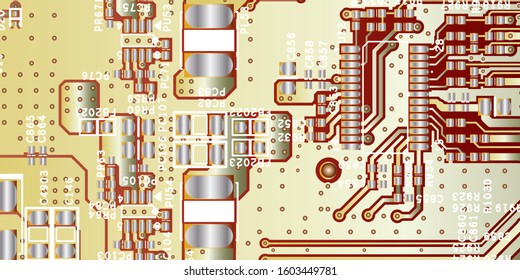 Gold printed circuit board (PCB) with no components fit (Macro)