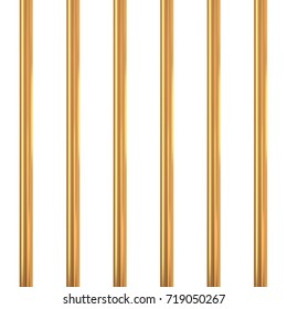 Gold prison bars isolated on white. Golden cage concept. Vector illustration.