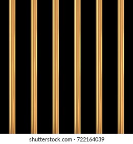 Gold prison bars isolated on black. Golden cage concept. Vector illustration.