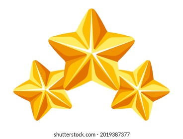 Gold prize stars icon. Illustration of award sports or corporate competitions.