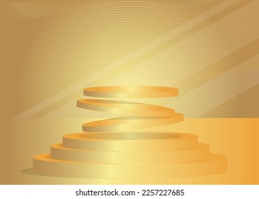 Gold Produktanzeige. Vektor 3D goldener Raum, Zylinder Podium. Stage-Showcase für die Präsentation. Futuristische Sci-fi minimale geometrische Formen, leere Szene.