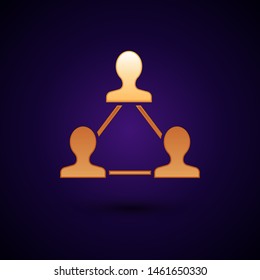 Gold Project team base icon isolated on dark blue background. Business analysis and planning, consulting, team work, project management. Developers.  Vector Illustration