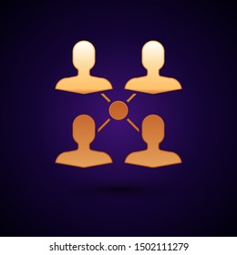 Gold Project team base icon isolated on dark blue background. Business analysis and planning, consulting, team work, project management.  Vector Illustration