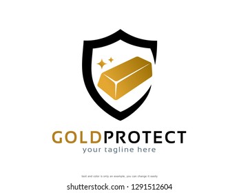 Gold Protect Logo Template Design Vector, Emblem, Concept Design, Creative Symbol, Icon