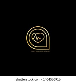 gold pulse heart Logo Template Design.pulse icon 