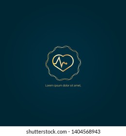 gold pulse heart Logo Template Design.pulse icon 