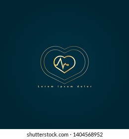 gold pulse heart Logo Template Design.pulse icon 