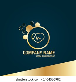 gold pulse heart Logo Template Design.pulse icon 