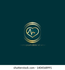 gold pulse heart Logo Template Design.pulse icon 