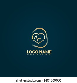 gold pulse heart Logo Template Design.pulse icon 