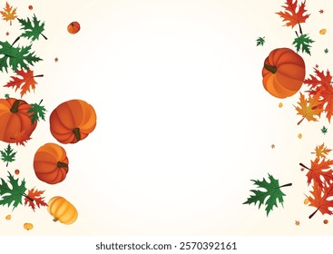 Gold Pumpkin Background Light Vector. Burgundy Fall Card. Yellow Leaf Cozy Border. Rowan Botanical. Thanksgiving Banner.