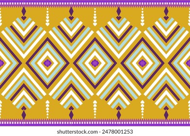 Gold and Purple Geometric Tribal Pattern: Luxurious Ethnic Design for Elegant Textiles, Sophisticated Wallpapers, and High-End Decor. Rich and Regal.