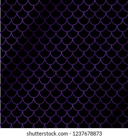 Gold with purple gradient Mermaid tail pattern. Fish scale texture. Square background for invitation, textile design, wrapping paper, swimwear or wallpaper.  