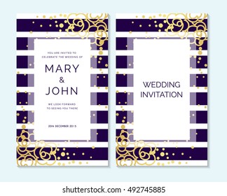 Gold And Purple Wedding Invitation, Thank You Card, Save The Date Cards, Baby Shower, Menu, Flyer, Template.