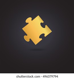 Gold Puzzle. Logo, Luxury Symbol. Vector Icon