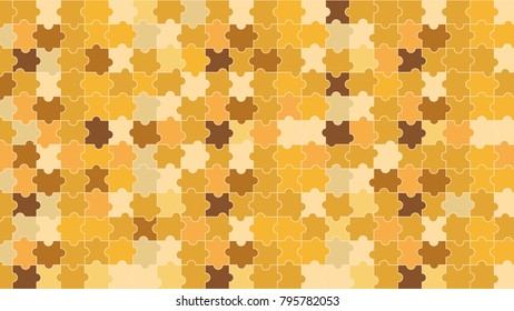 Gold Puzzles Pieces Arranged in a Rectangle - Vector Illustration. Jigsaw Puzzle. Vector Background.