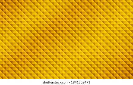 Gold pyramid 3D pattern background. Stylish pyramids. Seamless golden geometric relief texture. Vector pattern acoustic golden foam. Seamless pattern gold rhombus. Vector illustration EPS10