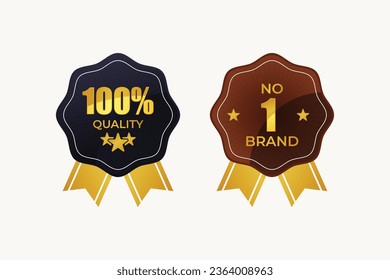 Gold quality and number one brand modern vector badges