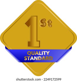 Gold quality standard stamp with blue band.