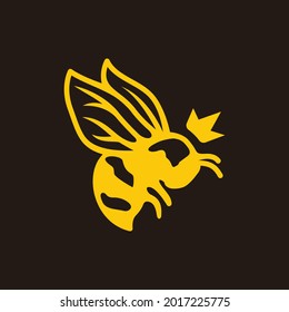 Gold queen bee insect modern symbol logo style line art illustration design vector