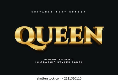 Gold Queen editable text effect template - Shutterstock ID 2111310110