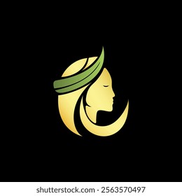 Gold queen logo in modern luxury style. golden woman logo