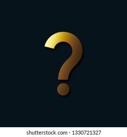 Gold question mark  icon. Vector illustration flat design for web, social media, app.