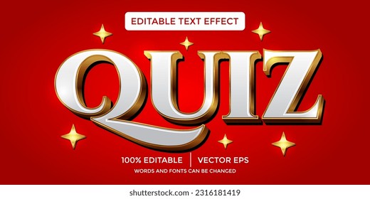 gold quiz 3D text effect template svg