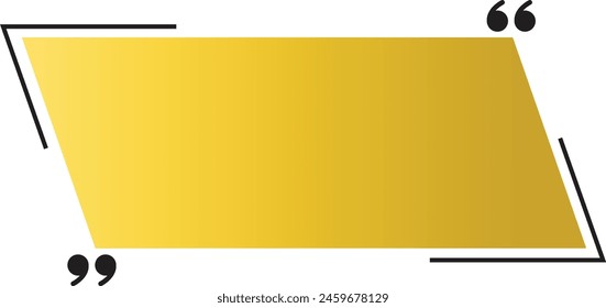 Gold Quote Box Frame. Quote Speech Bubble For Template Background. Vector Illustration