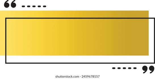 Gold Quote Box Frame. Quote Speech Bubble For Template Background. Vector Illustration