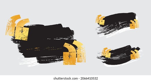Gold Quote mark with black elements. Gold Quotation
