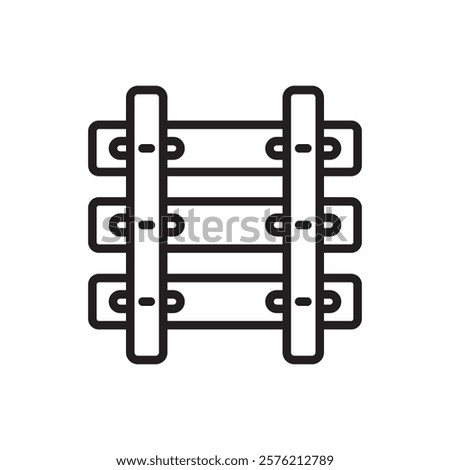 Gold Railway Outline Icon Vector Illustration