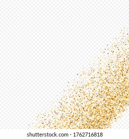 Gold Rain Effect Transparent Background. Vector Circle Background. Yellow Dust Golden Banner. Splash Abstract Pattern.