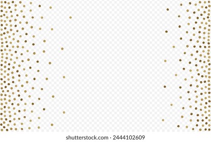 Gold Rain Festive Vector Transparent Background. Golden Round Postcard. Shiny Shine Abstract Invitation. Glow Happy Backdrop.