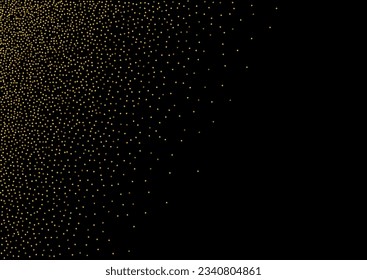 Goldener Regen einzeln auf schwarzem Hintergrund. Weihnachtsleuchte Design. Shiny Splash Luxus-Tapete. Shine Transparente Textur.