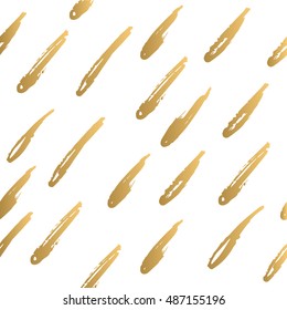 Gold rainbow drops isolated on white background. Hand drawn seamless vector pattern. Golden illustration. Grunge texture.
