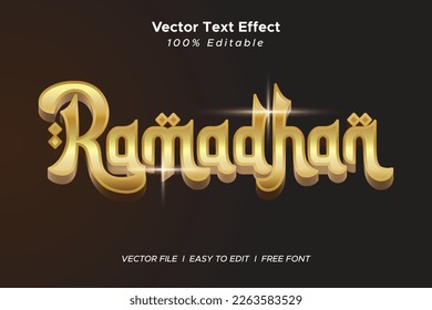 Gold Ramadan kareem editable text effect template