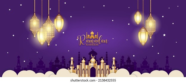 Gold Ramadan Kareem Vector for Wishing for Islamic festival.