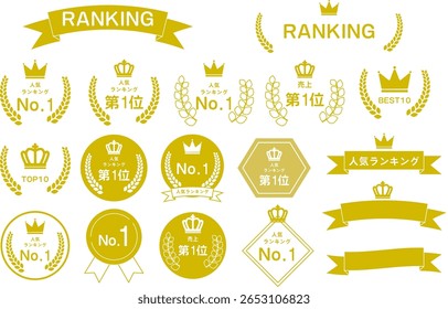 Gold Ranking ícone definido para popularidade e prêmios
