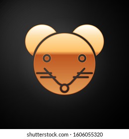Gold Rat zodiac sign icon isolated on black background. Astrological horoscope collection.  Vector Illustration
