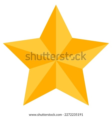 Gold rating star vector icon isolated on white background, premium product gold mark, flat design business illustration.