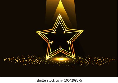 Gold Rating Star gold vector illustration in black background.