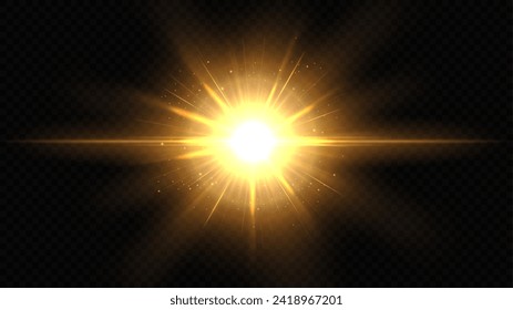 Gold Rays Background, Widescreen Vector Illustration