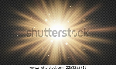 Gold Rays Isolated on Transparent Pattern. Vector Widescreen Illustration