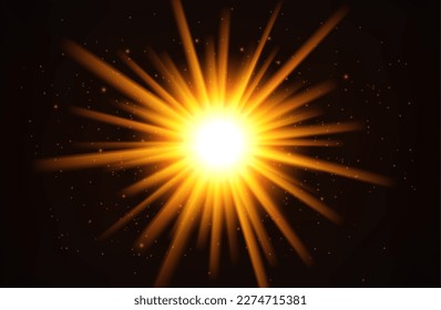 Gold Rays on Dark Background. Vector Illustration